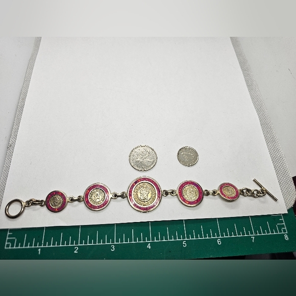 Vintage Sterling Mayan Zodiac Bracelet - Picture 5 of 6